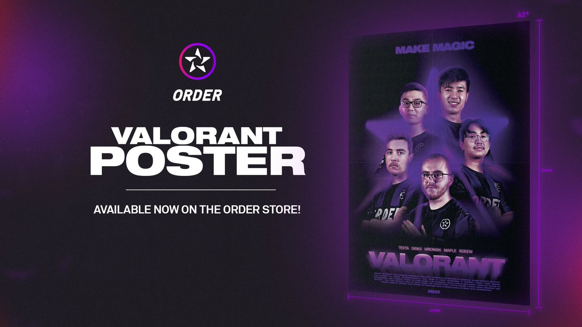 ORDER_army's tweet photo. We told you we'd be back, #VCT!
Get your hands on the limited edition poster celebrating #ORDERVAL, just in time for their return.
🛒 https://t.co/BRTfYQYNwB
#MakeMagic💫 https://t.co/hrjR56liPP