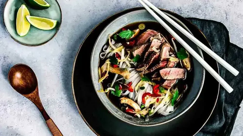 This beef pho recipe combines delicious steak with traditional Asian flavours. Lots of vegetables and fresh herbs, makes a balanced, healthy and tasty dish. Even tastier with our dry aged, grass fed scotch beef. Recipe here bit.ly/38CSipV #localbutcher #crouchend