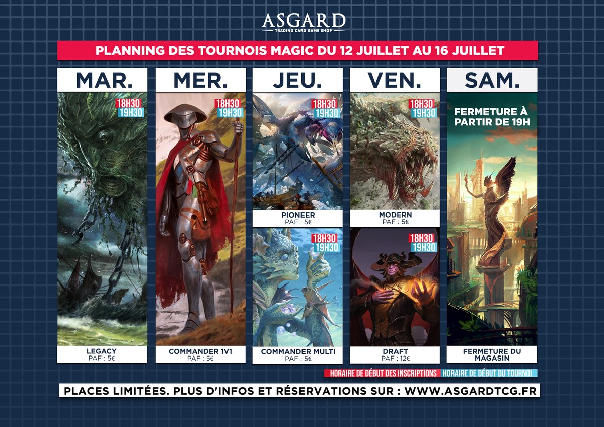 asgardtcg's tweet photo. ► Asgardiennes, Asgardiens nouveau planning 
Au programme : 
Tournois réguliers et un Win a Box Force Dimensionnelle samedi !  
Bonne semaine à vous ! 😁 https://t.co/jvbP9HTS7b