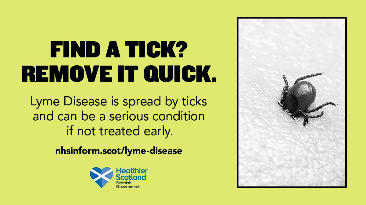 A campaign is running this summer to raise awareness of tick bites and the symptoms of Lyme Disease. 
 
Ticks are found in wooded and grassy areas but people spending time outdoors can take steps to protect themselves. 

Find out more  ➡️ bit.ly/NHSInformLymeD…