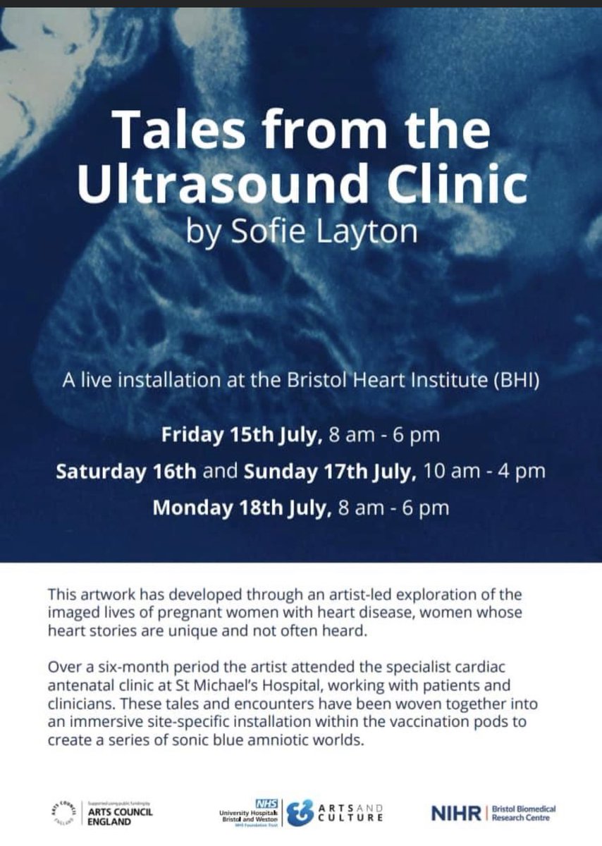 If anyone is near the Bristol Heart Institute this weekend please pop into the atrium to see this art installation by Sofie Layton who has been coming to our cardiac antenatal clinic and working with pregnant women with heart disease. Her previous work is insidetheheart.org.