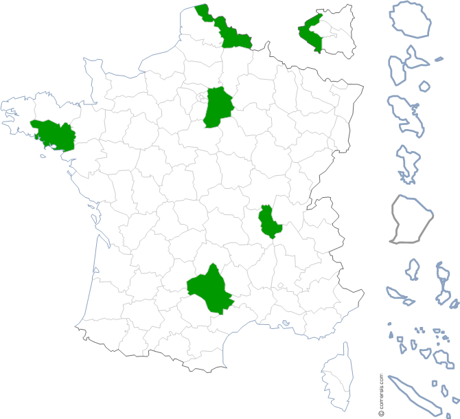 D&eacute;partements d'implantation des projets : Nord, Aveyron, Rhone, Seine et Marne, Hauts de Seine, Morbihan