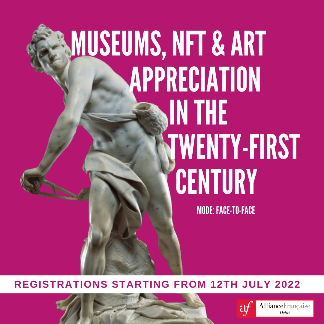 alliancefrdelhi's tweet photo. Museums, NFT & Art Appreciation in the twenty-first Century, " A specialised short-course in #Art Appreciation". Course starting from 6th August 2022.
For registration & more info: https://t.co/I4oxW6B8dL
#artappreciation #afdelhi #shortcourse #frenchlanguage #afdelhi https://t.co/9GpMpPIGSi