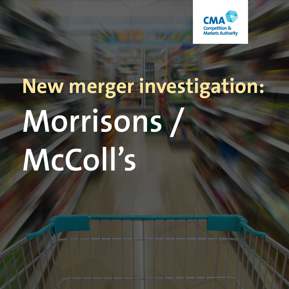 CMAgovUK's tweet photo. 🛒 We’ve launched our investigation into #Morrisons’ purchase of McColl’s.

Both companies operate grocery stores across the UK.

More on the case page: https://t.co/RspIgXmjnh

#McColls https://t.co/NZU1k7zfq1