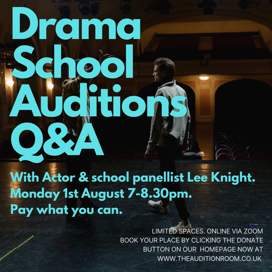 I am running a Q&amp;A on auditioning for drama school on August 1st online where you can get all the guidance you need on how to embark on your audition journey. Pay what you can! To book, go to my homepage and click 'donate' and you'll receive the invite. Places limited.