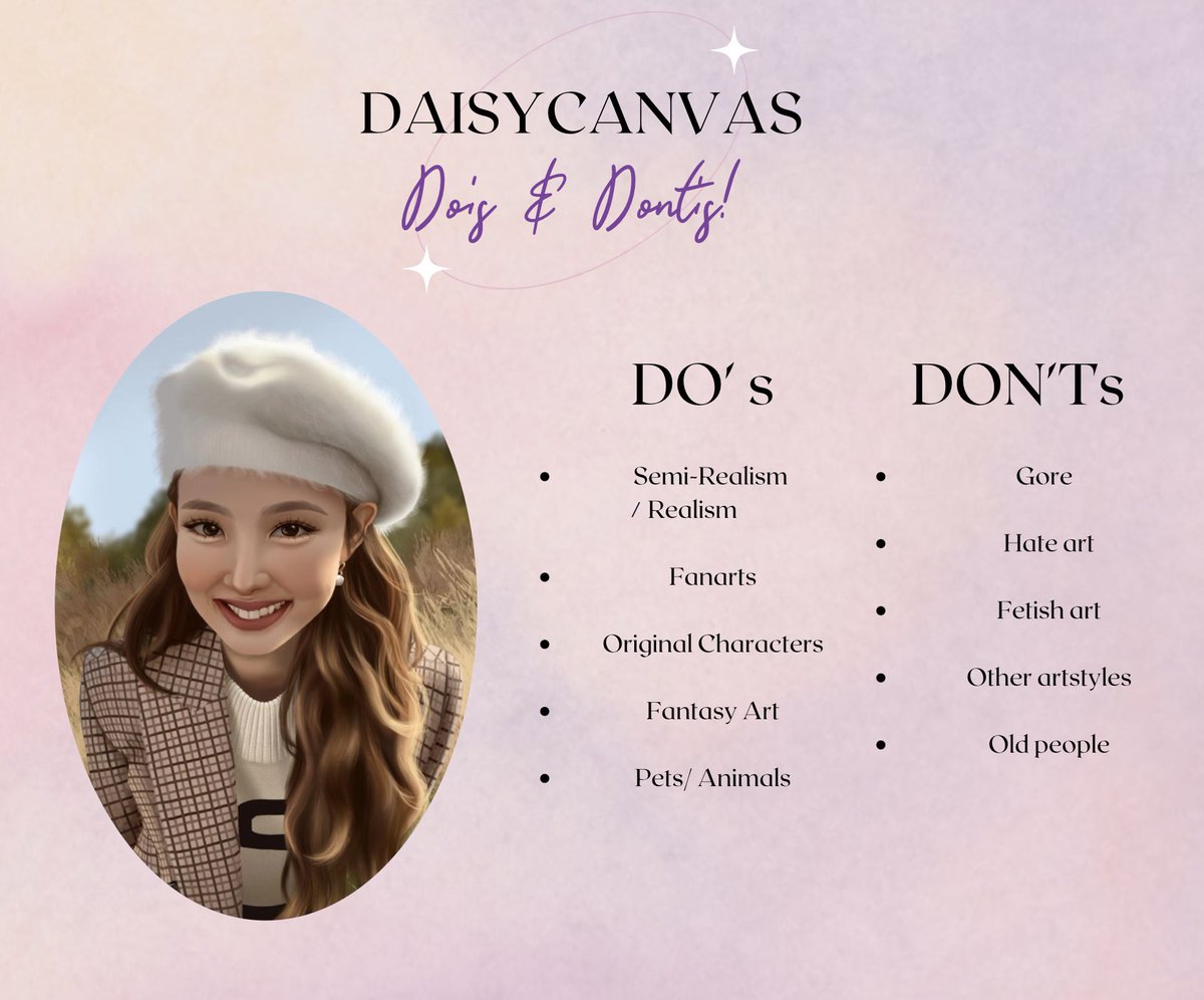 daisycanvas_'s tweet photo. ✶ COMMISSIONS OPEN ✶
rts &amp; likes r very much appreciated! 

hi lovelies ! I am finally re-opening my commissions with 5 slots, if interested don't hesitate to dm me! 
first 2 commissioners will have 10% discount ;>

#commissionsopen #artcommissions #artph #lookingtocommission https://t.co/GmU31MavoF