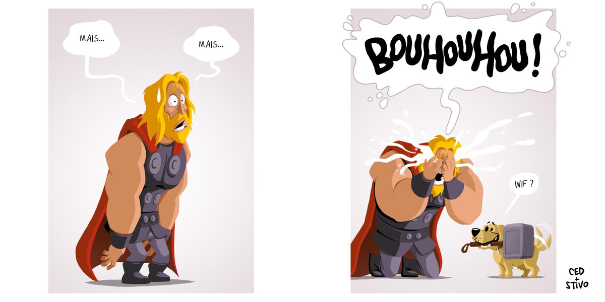 Stwivo's tweet photo. Hey ! C'est aujourd'hui que sort Thor Love and Thunder ! Alors, profitons-en pour marquer le coup avec un petit extrait de Marvelouze 2 !
Toujours avec l'inégalable Ced au scénar.
#thorloveandthunder #mjolnir #bd #comics #marvel #marvelouze #parodie #humour #jungleedition https://t.co/tisP0uzCCC