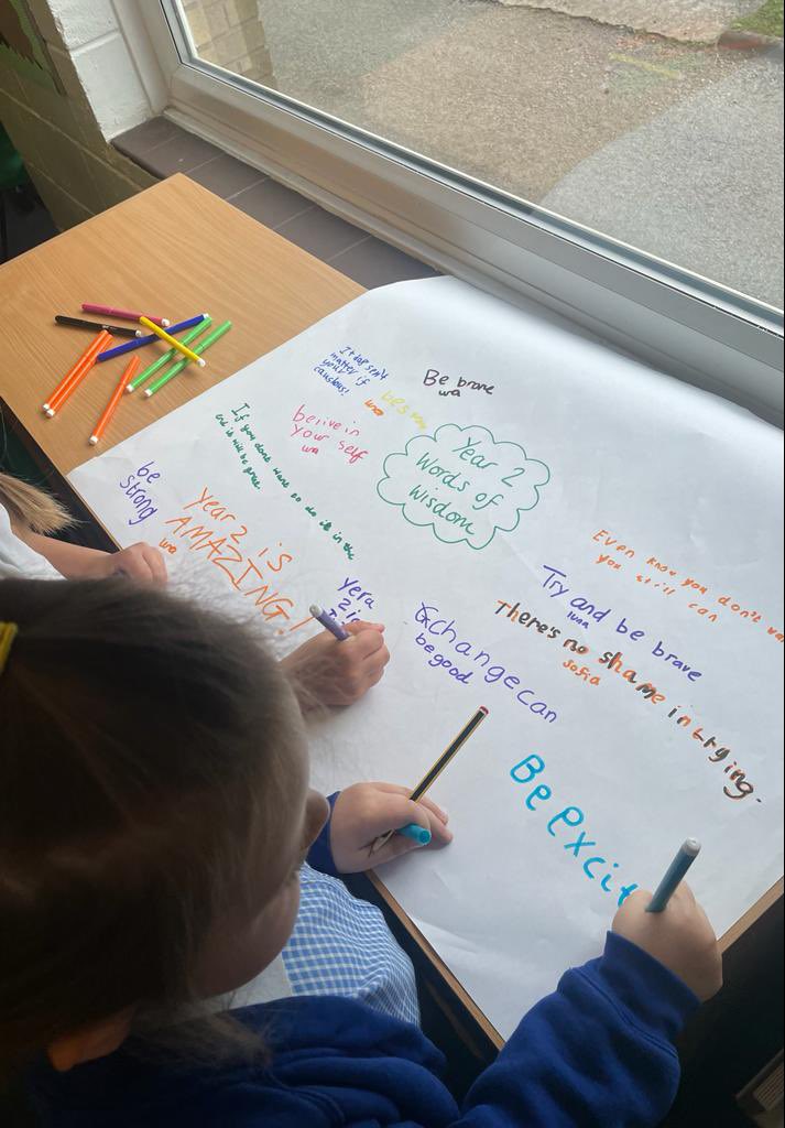 StalyhillInfant's tweet photo. Today, the Year 2 children are writing messages for Year 1 to support them in their transition to Year 2 🥺🥺 https://t.co/jfFfwN19M1
