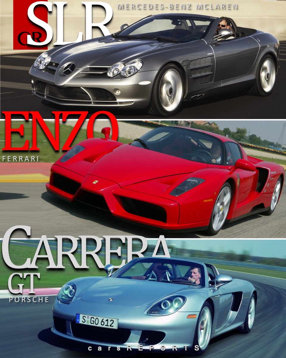 The #MercedesSLR, the #FerrariEnzo and the #PorscheCarreraGT were the dream cars of many in the early 2000s. Which one is your pick and why? Comment below.