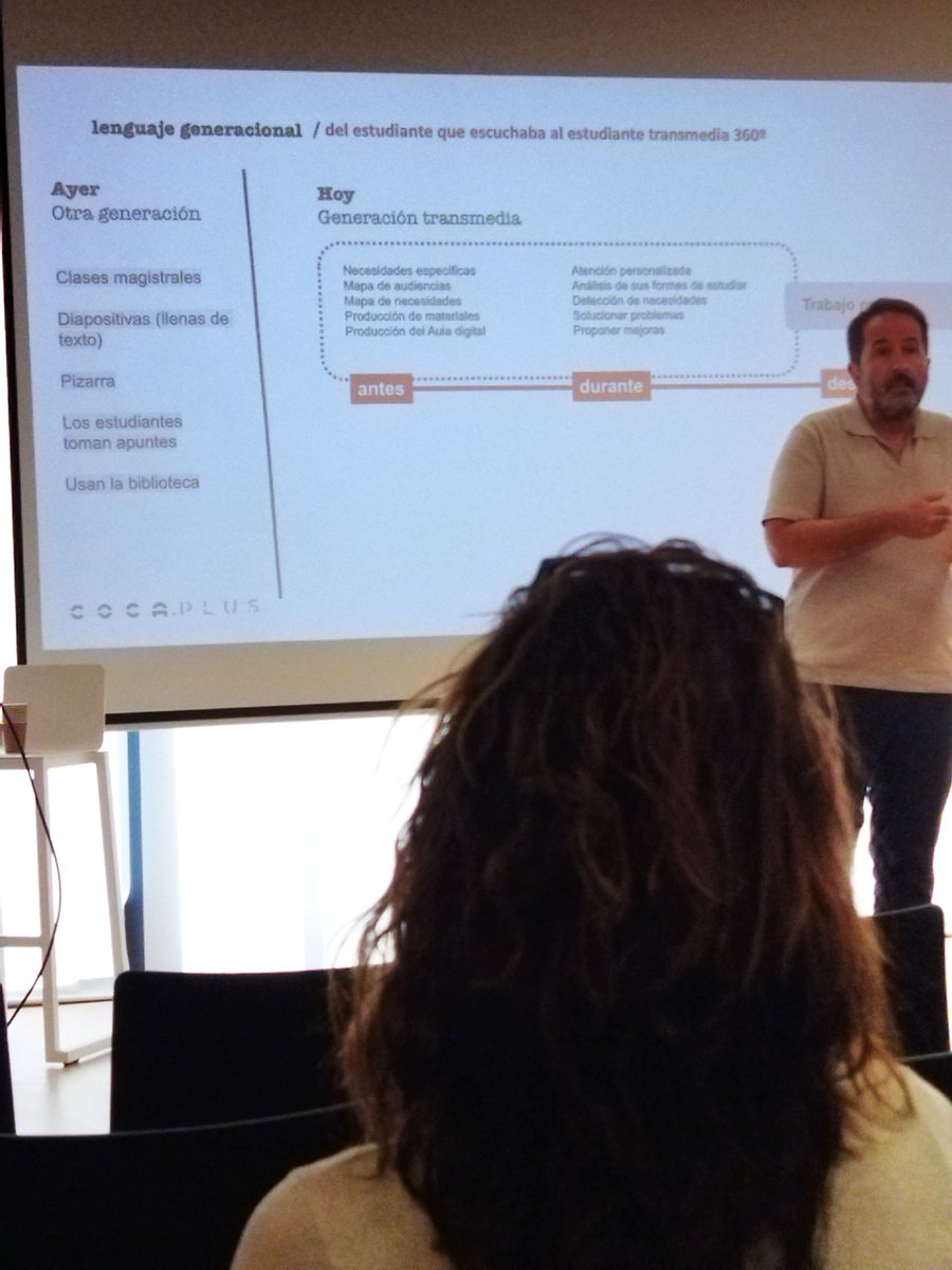 davgarver's tweet photo. Conocer mejor la generación Transmedia es clave, interesantísima charla de @fernandezcoca #jornadainnovacionUFV https://t.co/QxmZfLqtMA