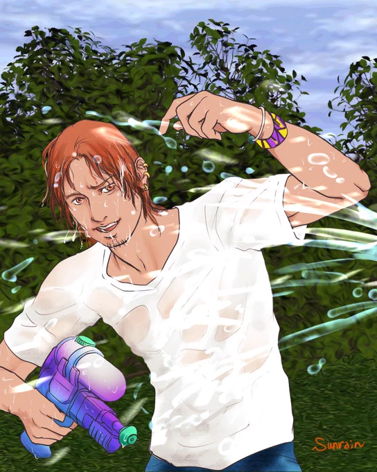 夏なので、晴天おにーさんに水鉄砲で遊んで頂きました。 