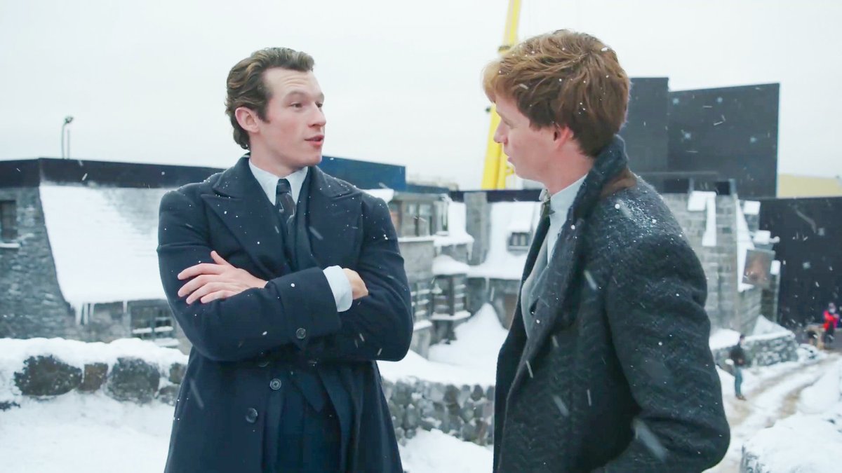 cturnerupdate's tweet photo. Callum and Eddie on the set of 'Fantastic Beasts: Secrets of Dumbledore' π€β #scamanderbrothers https://t.co/2kczEFWuvF