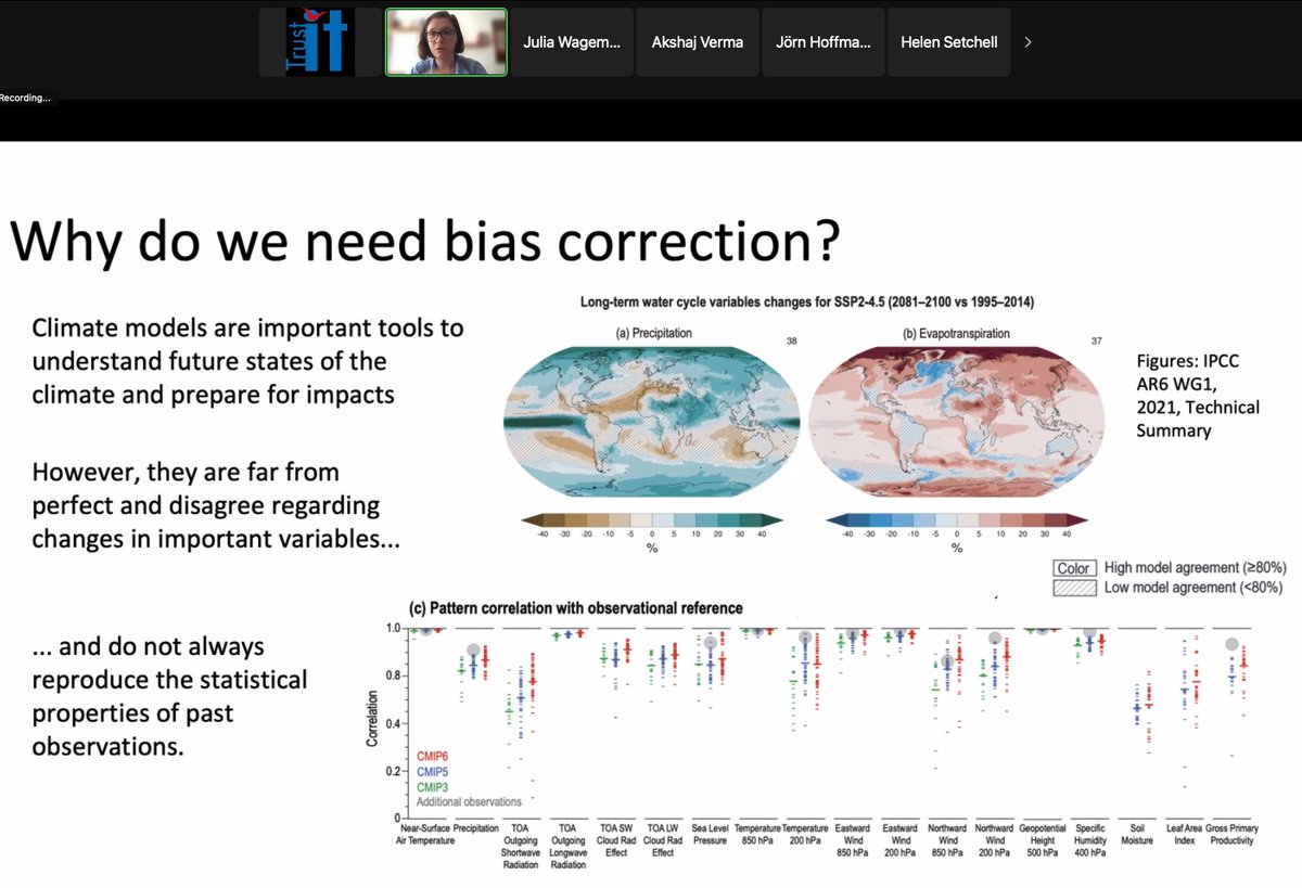 ECMWFCode4Earth's tweet photo. Presentation n. 4⃣ (LIVE NOW):
Adjusting Climate Projections' team is developing a #SoftwarePackage that allows to apply bias correction of #climate models. Key for climate impact-studies
@VarndellJames @PlattComyn @chiaracagnazzo2
@CopernicusECMWF @ECMWF https://t.co/GvBif4m8sp