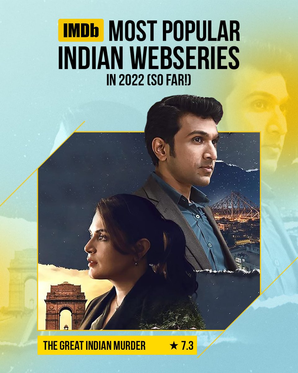 'The Great' run continues and how! 

#HotstarSpecials #TheGreatIndianMurder featured in @IMDb #IMDbMostPopular Indian Web Series in 2022. Thank you to our audiences for all the love and appreciation for our labour of love! ❤️

Have you binge-watched it yet? 

@DisneyPlusHS