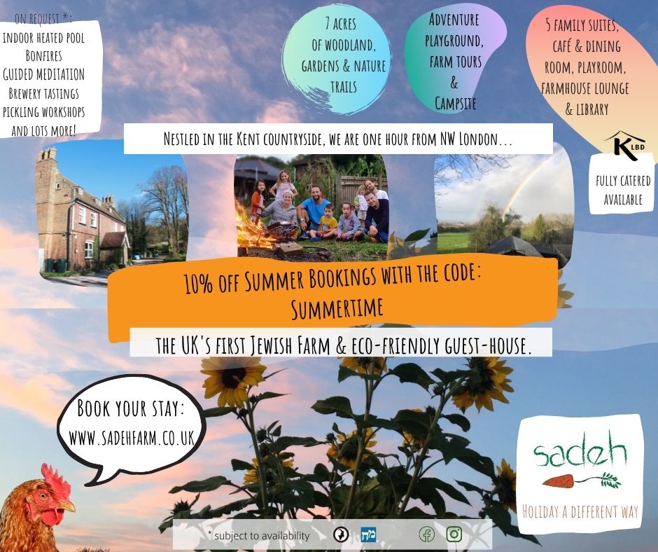 Summer break in nature...#Sadeh...sorted. 
We are taking summer bookings - 10% discount below! 

See you in the field?
sadehfarm.co.uk/holidays

#kosherfarm #jewishcommunity #socialenterprise #ecoholidays #stressfreetravel #kidsdayout #kehila #tikkunolam