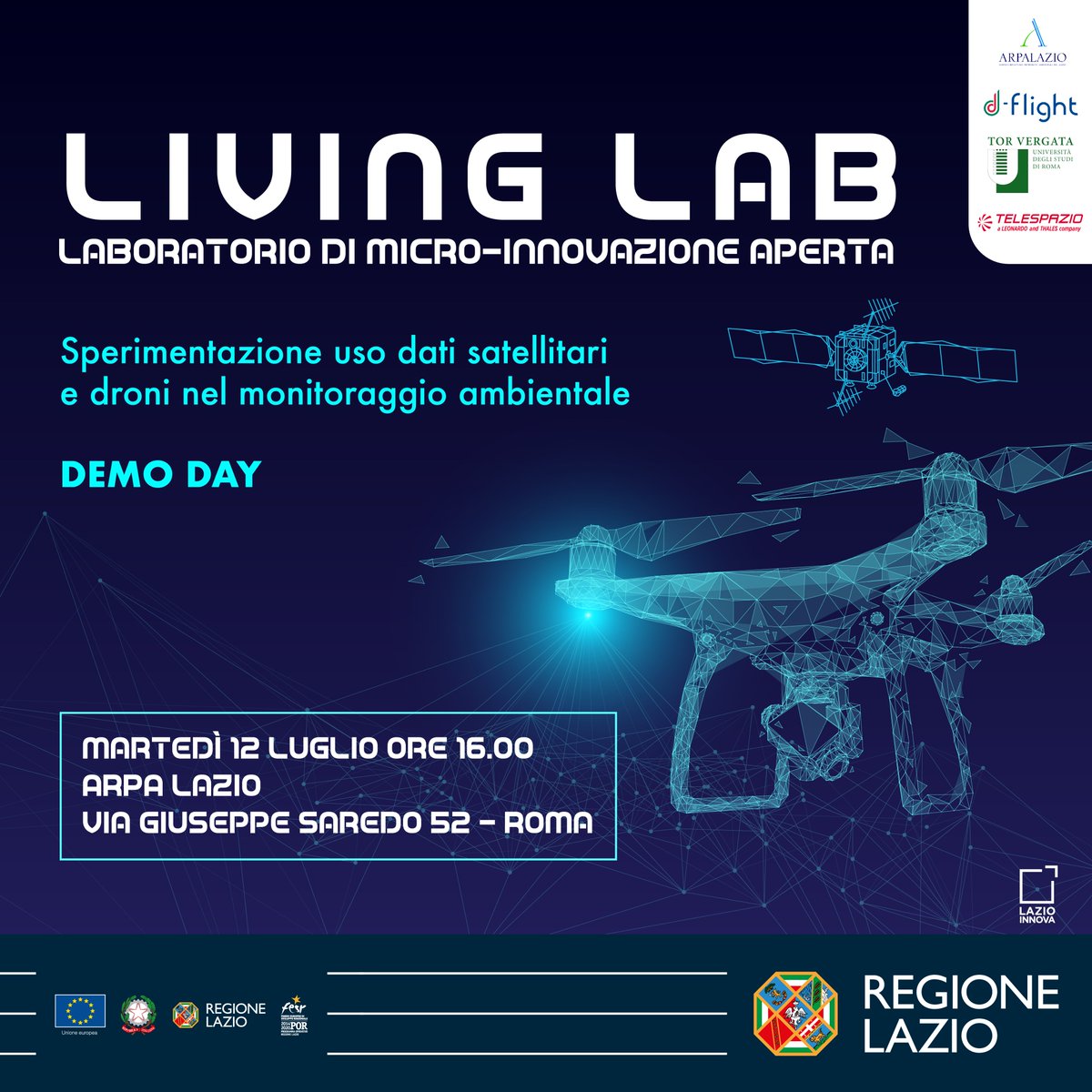 D_Flight_SpA's tweet photo. #dflight al premio LIVING LAB di @LazioInnova @RegioneLazio con @ARPALazio @e_geos @telespazio @unitorvergata per uso Dati Satellitari e #droni per monitoraggio ambientale.
Leggi la #news https://t.co/VGdNIxcosQ
#innovazione #Tecnologia #sostenible #FuturoDigital #Italia https://t.co/aAkvH8yyYB