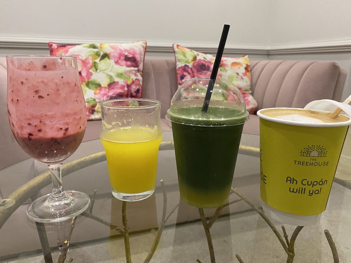 ElainaFitzKane's tweet photo. Breakfast in a glass today. Blackberry smoothie from our own Organic Garden, an energetic Kale & Mango smoothie from #TheTreehouse, #ReviveActive and a delicious #FarmhandCoffee @WoodlandsHouse @GoodFoodIreland @ReviveActive #Woodlands Adare #OrganicDining https://t.co/ZhIBDZ9HqA