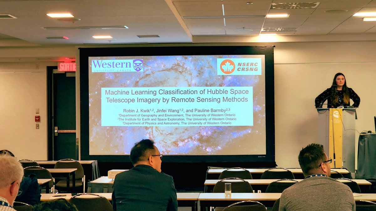 HejarShahabi's tweet photo. When #RemoteSensing🛰️ meets galaxies🌌. Using #RS methods to classify #HubbleTelescope🔭 imagery.
So far, this is my favorite presentation 😍 by Robin Kwik from @WesternU. 
#icagcsrs2022
#gischat 
@HUBBLE_space 
@NASA 
@LadiesOfLandsat 
#WomeninSTEM
#Canada 
#csrs2022
#space https://t.co/sjQ5Jk7LW9