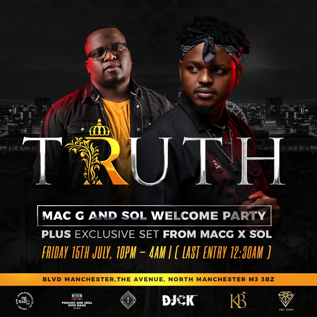 Due to high demand, we're now moving the MAC G &amp; FRIENDS WELCOME PARTY to BLVD Manchester, M3 3BZ.  

Final tickets are on sale now: skiddle.com/e/36106537 

<a href="/MacGUnleashed/">MacG 🇿🇦</a> <a href="/podcastwithmacg/">Podcast and Chill Network</a> <a href="/Solphendukaa/">Thandubuntu</a>