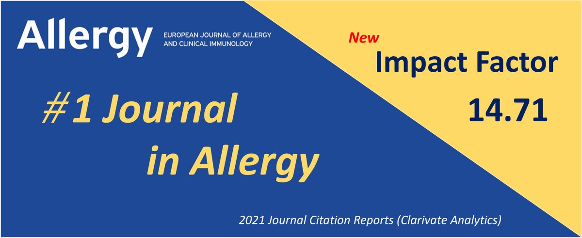 We are extremely proud to announce the journal’s new impact factor of 14.71, keeping Allergy as the 1 journal in the #allergy field. This success has been possible with the excellent collaboration with our authors and reviewers, and outstanding #research by our #scientists