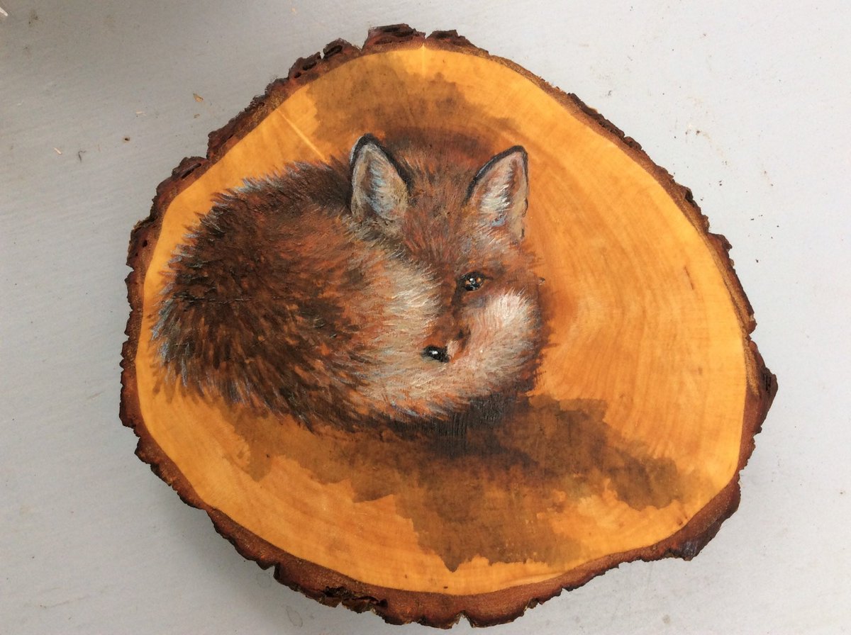 Excited to share this item from my #etsy shop: Fox on wood slice, painted wood, fox painting, wooden painting, painting on log slices, fox gifts, fox painted on wood, wooden etsy.me/3RsTpwZ