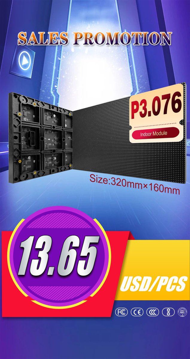 AlisonFox123_'s tweet image. 🔥Sales Promotion of Indoor Module 🔥
🔥P3.076🔥
13.65USD/PCS🥳
#stagevideowall #ledpanels #ledvideopanels #leddisplayrental #leddisplayindoor #events #ledscreen