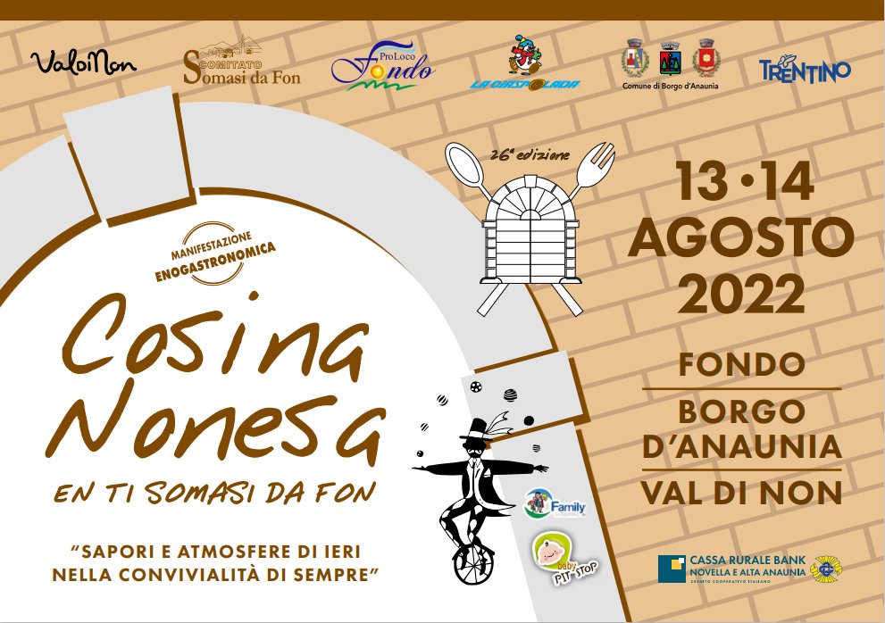 📌Cosina Nonesa en ti Somasi da Fon, il conto alla rovescia è iniziato!!!
➡Vi aspettiamo il 13 e 14 agosto a Fondo per l’edizione nr.26 dell’evento enogastronomico più atteso di tutta l’estate nonesa!!!🥨🥓🧀🥔🍷☕️🍪 Seguiteci, vi daremo tutti i dettagli!!!