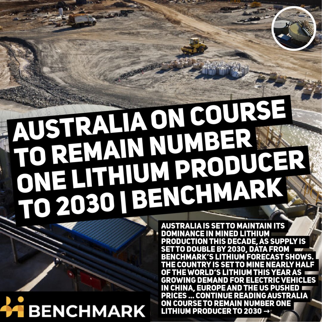 Australia is set to mine nearly HALF of the world’s #lithium this year as growing demand for #electricvehicles in China, Europe and the US pushed prices to record highs, according to @Benchmarkmin's Lithium Forecast. 

Full story for Members 👇

benchmarkminerals.com/membership/aus…
