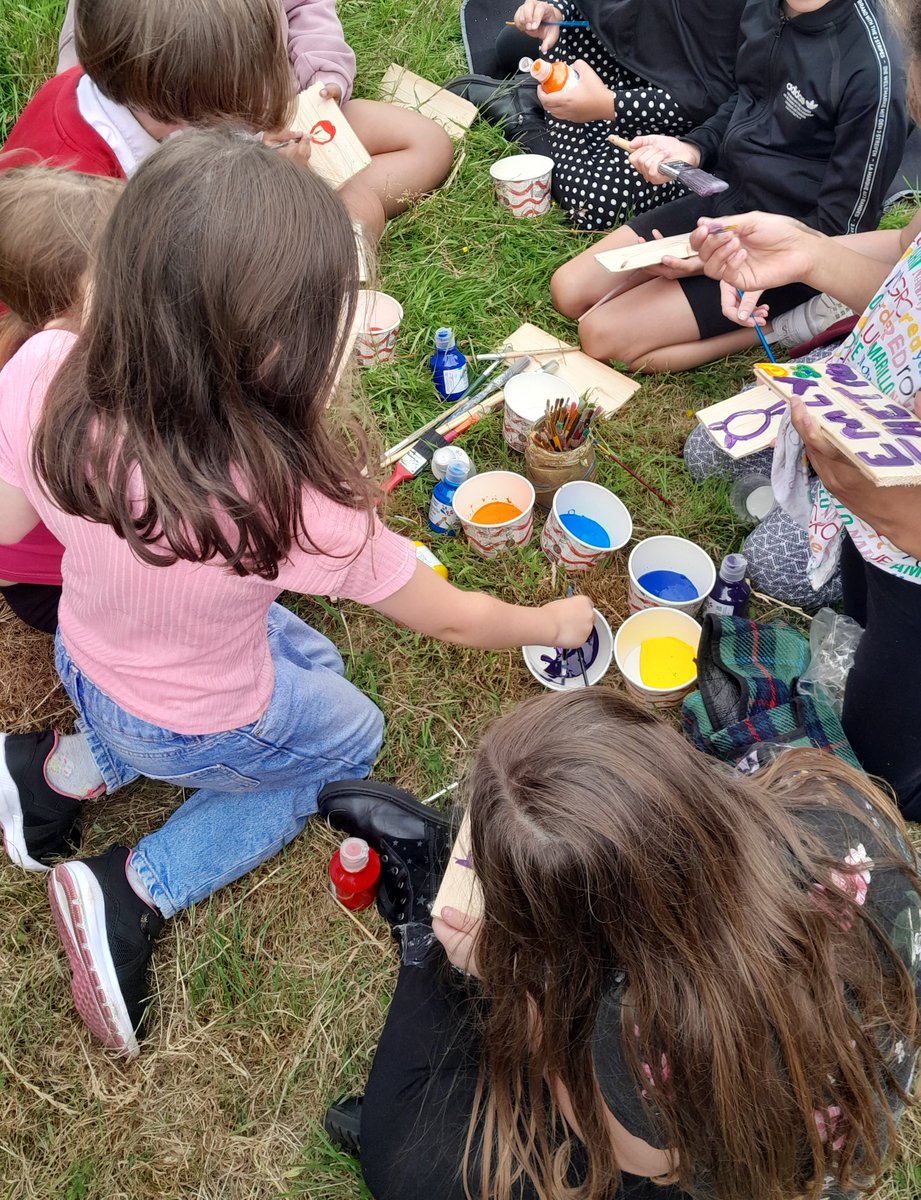Lovely to get the <a href="/HillfieldsTrust/">Hillfields Community</a> community hub Friday youth club group out in to Hillfields Community Garden.

We had fun getting messy with paint and making signs for the new orchard trees as well as spicing up the Bug Hotel with rainbow colours!