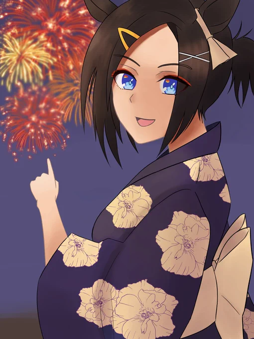 「花火を見る彼女は少し幼く見えた」 #ウマ娘 #エアグルーヴ