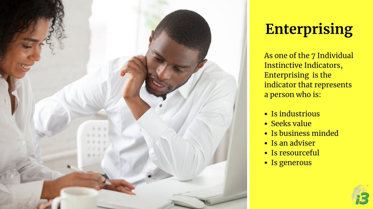 i3profiling's tweet photo. As one of the 7 Individual Instinctive Indicators, Enterprising is the indicator that represents a person who:

✅ Is industrious 
✅ Seeks value 
✅ Is business minded
✅ Is an adviser 
✅ Is resourceful 
✅ Is generous

Get in touch to find out more👇
https://t.co/4Qd6rUzGQy https://t.co/rQl1uUriIv