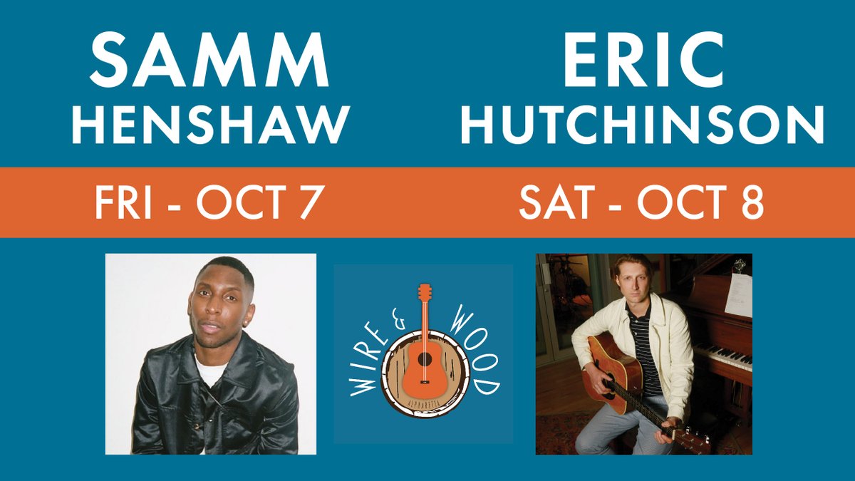 Excited to present Samm Henshaw and Eric Hutchinson at Wire & Wood 2022. Save the dates and join us in downtown Alpharetta. Stay tuned for additional talent announcements. #awesomealpharetta