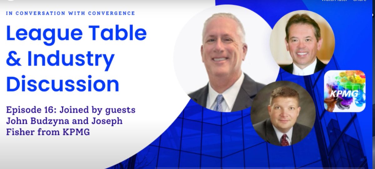 ConvergenceLLC's tweet photo. The latest Convergence podcast is available now. We sat down with Joseph Fisher, Senior Partner - Asset Management for @KPMG , &amp; @johnbudzyna , National Leader for Market Development Alternatives for KPMG. #leaguetables #Analytics  

https://t.co/y7n0GyflzL https://t.co/4Nl4xdKB8Z