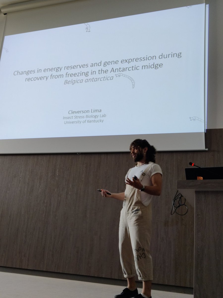 Right before lunch is the bubbly <a href="/clevslima/">Cleverson Lima</a> to tell us about changes in energy reserves and gene expression during recovery from freezing in the Antartica midge !

#ISEPEP9