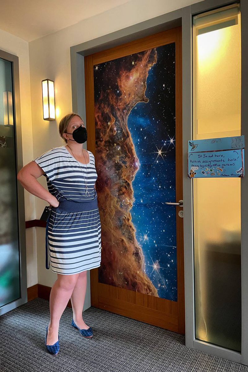 Could have spent my afternoon working. Actually spent my afternoon figuring out how to skin my office door with the #JWST image of the Carina Nebula like a totally responsible astronomer.