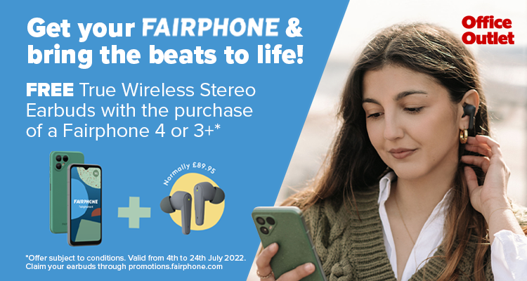 Want a phone made from recycled materials? Or True Wireless Stereo Earbuds to enjoy your favourite tunes? You can get BOTH with #Fairphone

Simply buy a <a href="/Fairphone/">Fairphone</a> 4 or 3+ before 24/7 from #OfficeOutlet to claim FREE earbuds worth £89.95!

officeoutlet.com/fairphone-4