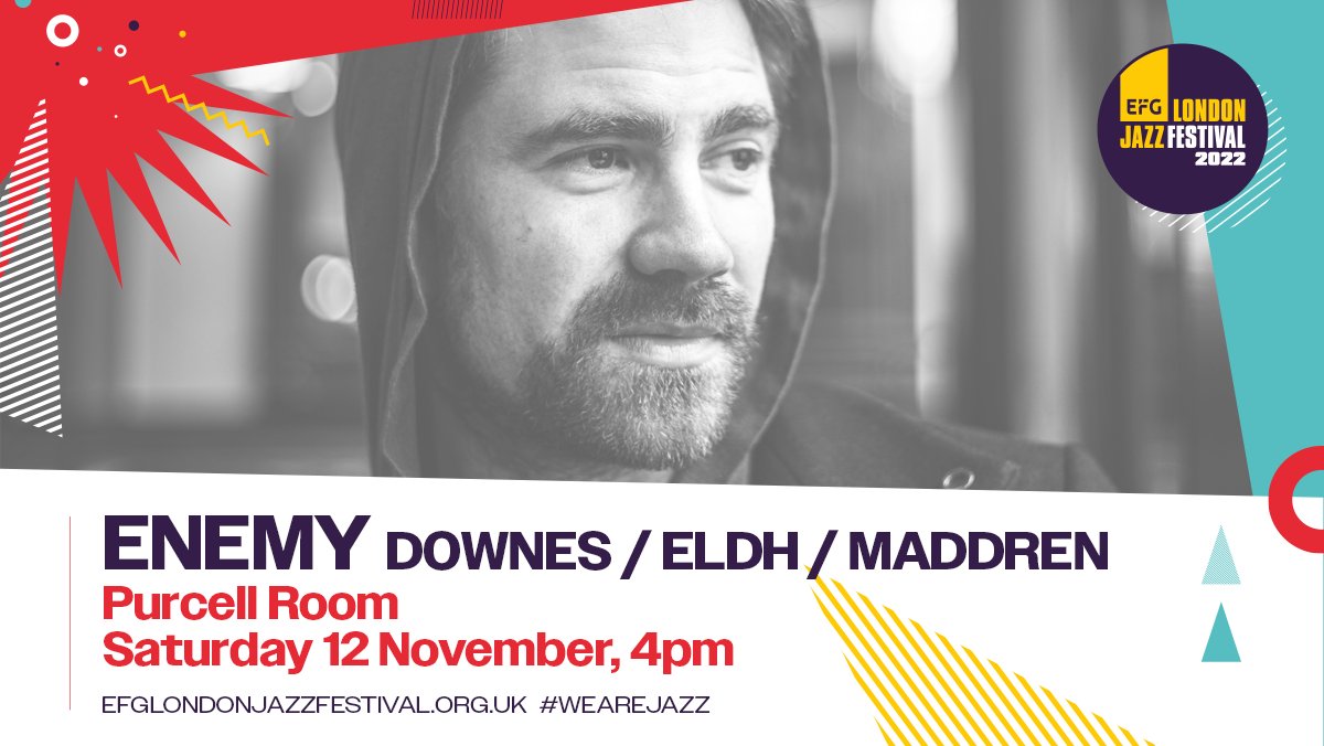 ENEMY ( @kitdownes / Petter Eldh / @jamesmaddren ) | Sat 12 Nov | @southbankcentre 'Rip-roaring groove, mind-boggling polyrhythmic drumming, snapping physicality and sweeping piano runs from brittle street grooves' (John Fordham, The Guardian) efglondonjazzfestival.org.uk/events/enemy #WeAreJazz