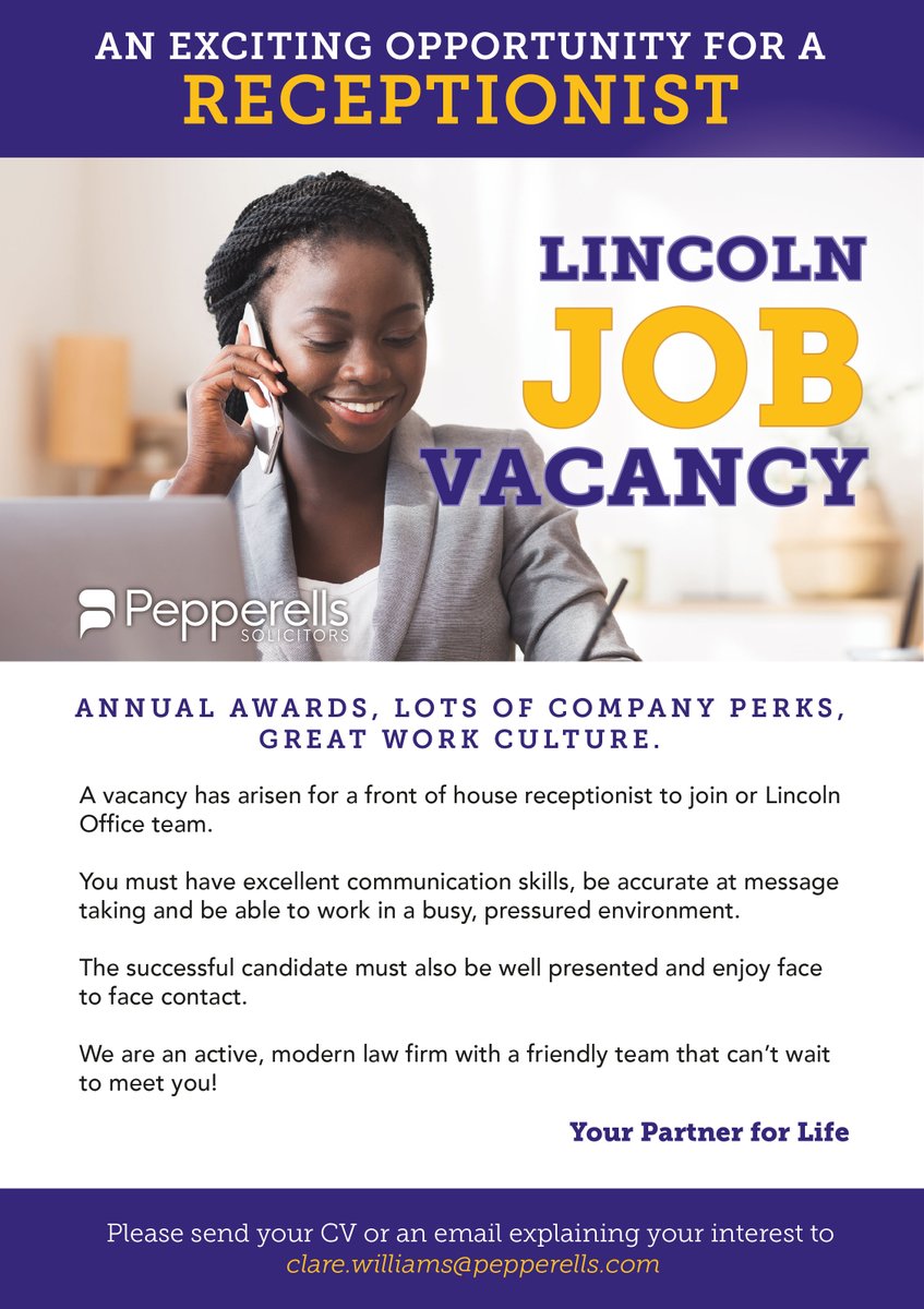 NEW VACANCY ALERT...

#opentowork #vacancy #recruiting #jobsearch 
<a href="/Pepperells/">Pepperells Solicitors</a>