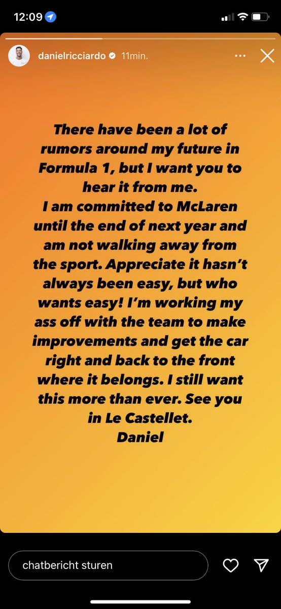 Daniel Ricciardo voelt zich genoodzaakt om te reageren op de geruchten over een mogelijk vervroegd vertrek bij McLaren. Zijn contract loopt nog door tot en met 2023. #F1