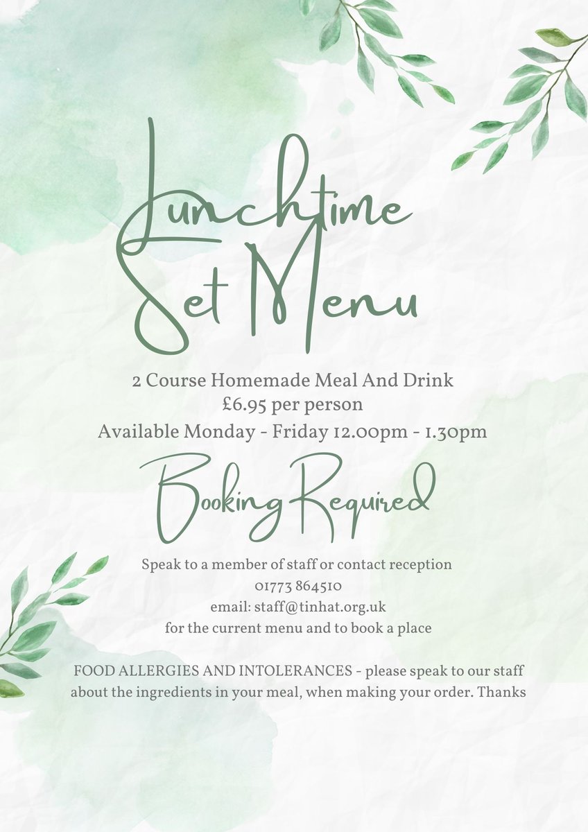 Our new Lunchtime set menu.

#selston
#Cafe
#community