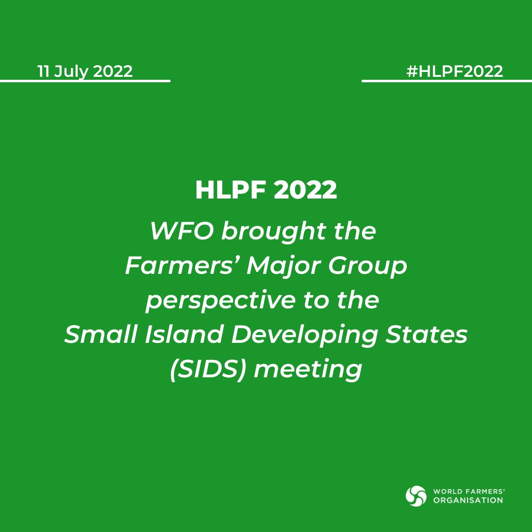 📰 #ICYMI! Catch up on highlights from <a href="/tamisha_lee/">Tamisha Lee</a>, <a href="/JNRWP1999/">JNRWP Official</a> Pres &amp; member of the #WFO #WomenCommittee, bringing the🧑‍🌾#Farmers voice into yesterday's #HLPF2022 8th meeting on #SIDS &amp; the #COVID19 impact on #economic growth &amp; #sustainabledevelopment.

👉bit.ly/3yBUPfW