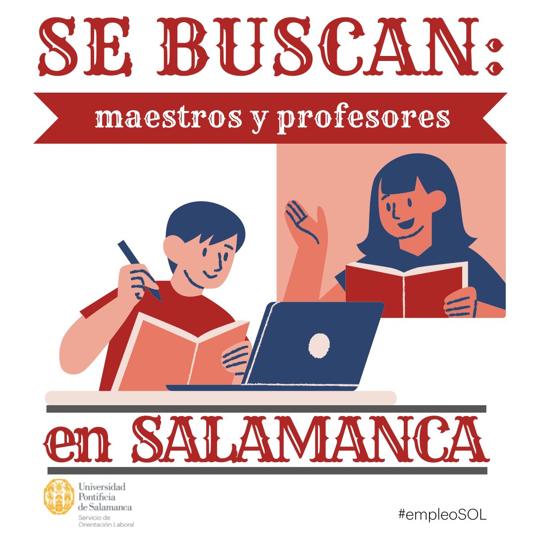 Tenemos varias vacantes en centros docentes de #Salamanca para nuestros graduados en MAGISTERIO y alumnos del Máster de Formación del Profesorado #empleoSOL #trabajo #profesorado <a href="/feducacionUPSA/">EDUCACIÓN UPSA</a>
