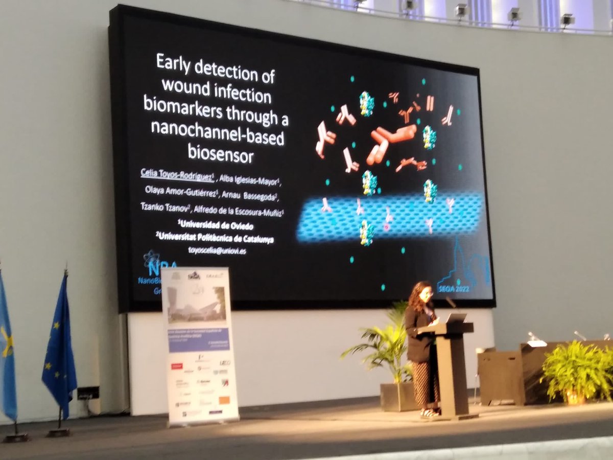 NBA_Uniovi's tweet photo. Esta mañana, nuestra estudiante de doctorado @CeliaToyos, ha presentado en la XXIII Reunión de la @SEQA_QA el proyecto NANOINFECT para el diagnóstico de infecciones en heridas crónicas #SEQA2022 https://t.co/fO3aAmTAKH