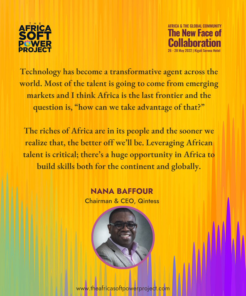 africasoftpower's tweet photo. Africa as the last frontier; technology, vast opportunities and a global market! Nana Baffour (Chairman and CEO, Qintess) on "Scaling Africa Talent: Mobilizing & Leveraging Human Capital" at ASP's "Africa Month" Summit.
#aspmay2022 #africantalent #africancreatives #africamonth https://t.co/n52PsDN2i1