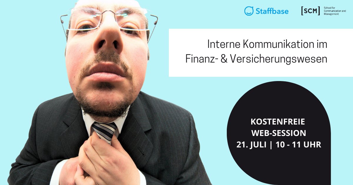 Kostenlose Web-Session: Interne Kommunikation im Finanz- und Versicherungswesen am 21. Juli. 🏦 Wir diskutieren mit Expert*innen aus der Branche. Dabei sein und wertvolle Impulse erhalten! 🙌 Jetzt kostenlos anmelden: bit.ly/3AN4qmS. 
#InterneKommunikation #webinar