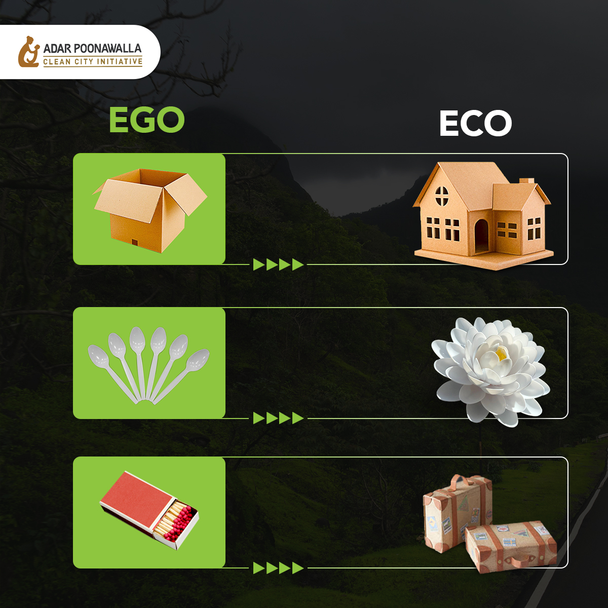 CleanCityPune's tweet photo. Don't let ego get in the way of your dream of clean and green Pune. Letโs implement eco-friendly practices and encourage building a sustainable and cleaner environment.
#Sustainability #ReusableItems #EcoFriendly #CleanEnvironment #APCCI https://t.co/834XNSDoQX