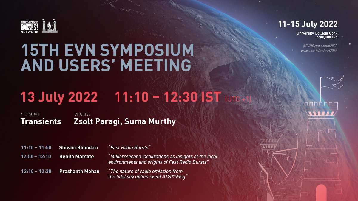 jivevlbi's tweet photo. A new exciting session at the #EVNSymposium2022 comprising talks about #FRBs & #TDEs by S. Bhandari @shivibhandari (@ASTRON_NL @jivevlbi), B. Marcote (@jivevlbi) & P. Mohan @prashmr (Shanghai Astronomical Observatory)
https://t.co/lrvY2Lv8kJ
@PhysicsUcc #EuropeanVLBINetwork https://t.co/fs3nlLfGnJ