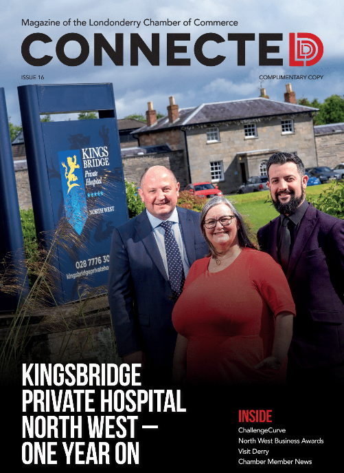 Derry_Chamber's tweet photo. Here it is! Sneak peak of our cover star...
#CONNECTED16's cover story features @kingsbridgehosp, who reflect on one year in the North West.
Find out about Kingsbridge's journey to integrating into the North West economy in the latest edition of CONNECTED! https://t.co/ZSnmzLGI8V