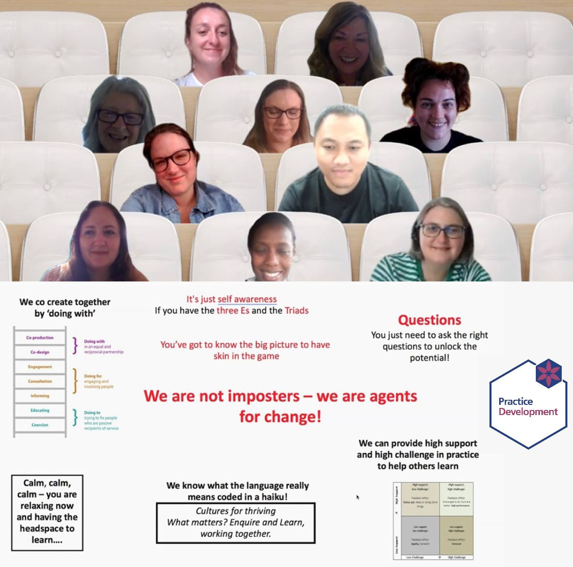 GlosPDLearning's tweet photo. This week our team are undertaking a PD School of Excellence with @uniofeastanglia led by internationally recognised Practice Development facilitators @IPDKim and @IPDCarrie.
Day 1's Haiku: Emotions explored, Invigorating challenge; Empower enjoy. https://t.co/skZepfRqp9