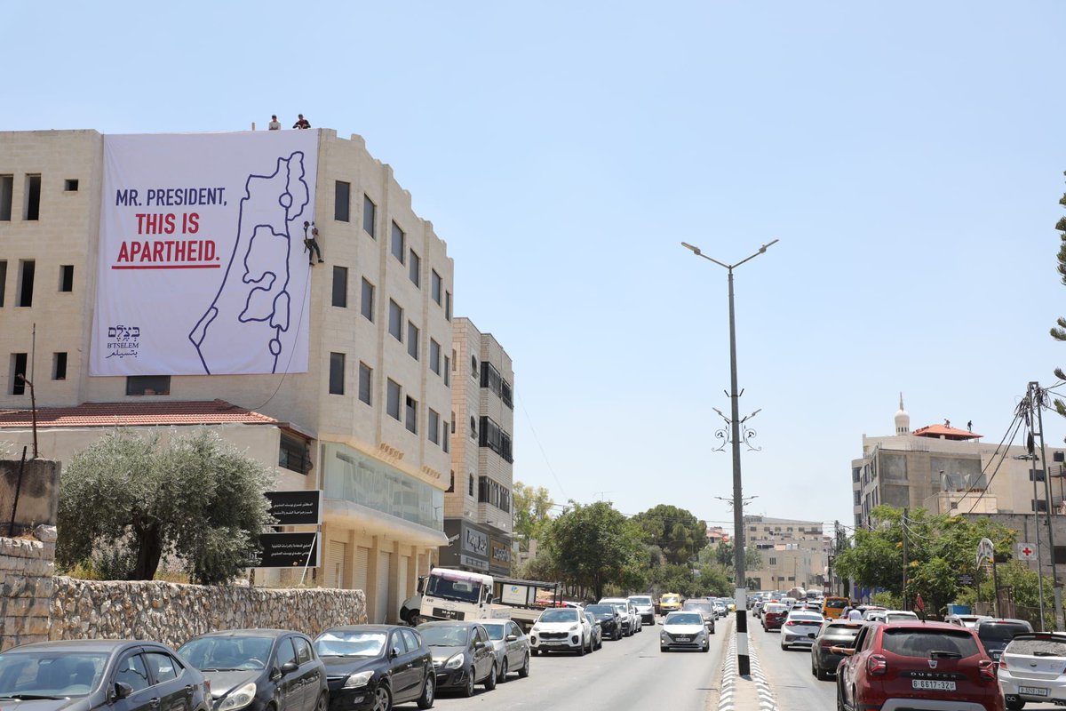 btselem's tweet photo. President Biden, this is apartheid. The US presidential visit perpetuates reality instead of changing it. False symmetry, of visiting West Jerusalem as well as the Occupied Territories, does not change the fact that Jerusalem controls also the OPT. > https://t.co/jAeHGxhUQm